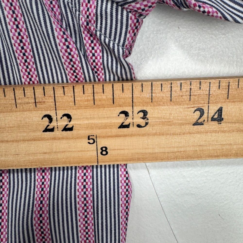 Robert Graham Flip Cuff Button Shirt Men Medium Gray Pink Striped Cotton Floral - Picture 8 of 11